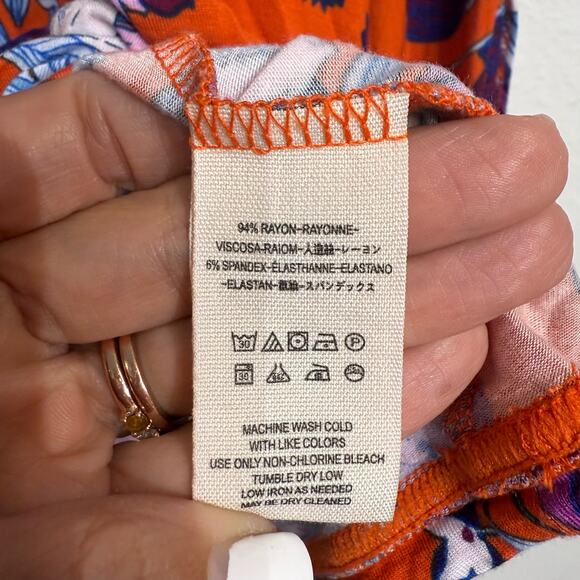 Free People Red Floral Twist Front Oversized Top Sz S - Picture 6 of 11